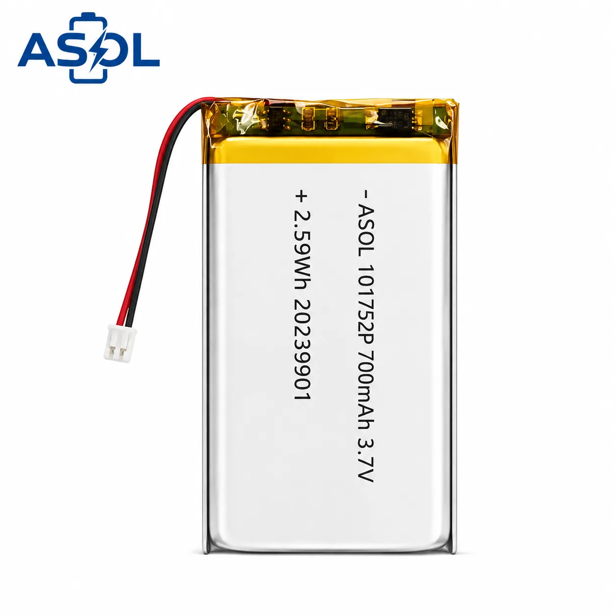 ASOL 101752P 3.7V 700mAh Lithium Polymer Battery Cell