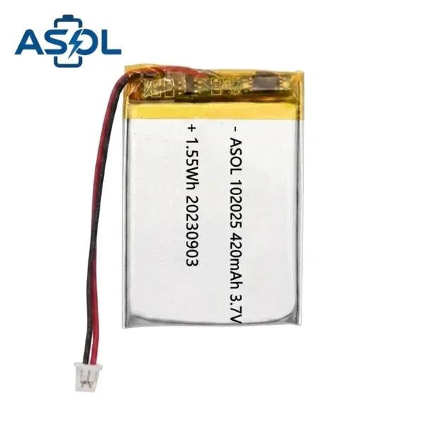 ASOL 102025 3.7V 420mAh Lithium Polymer Battery Cell