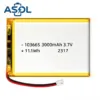 ASOL 103665 3.7V 3000mAh Lithium Polymer Battery Cell