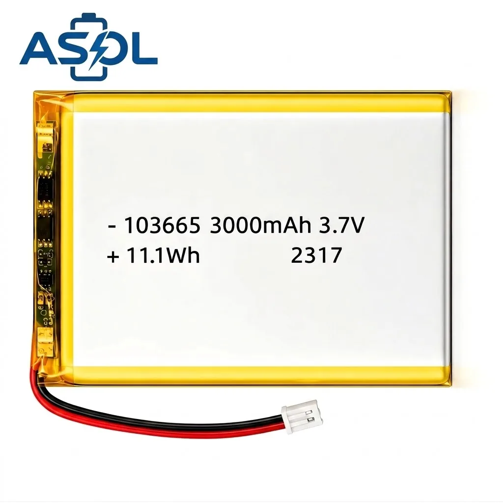 ASOL 103665 3.7V 3000mAh Lithium Polymer Battery Cell - Image 2