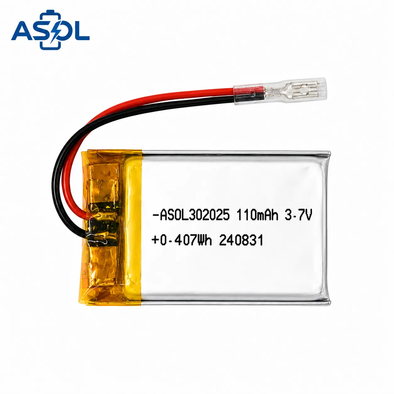 ASOL 302025 3.7V 110mAh Lithium Polymer Battery Cell - Image 2