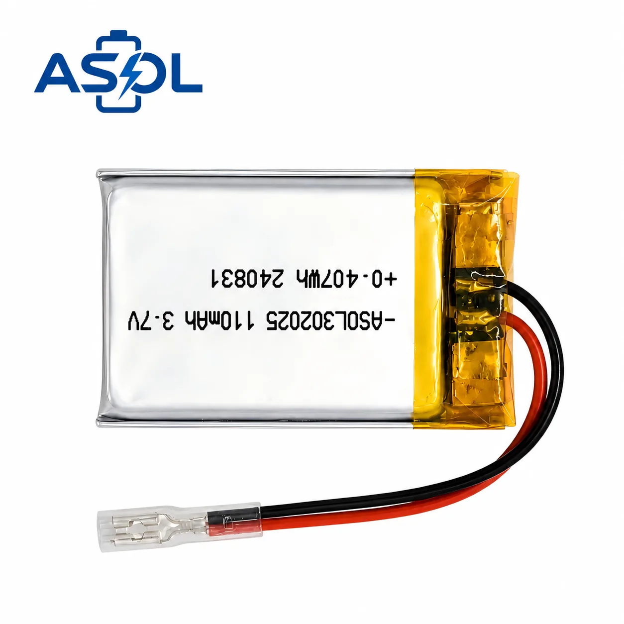 ASOL 302025 3.7V 110mAh Lithium Polymer Battery Cell - Image 3