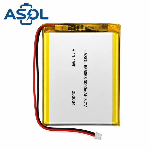 ASOL 655063 3.7V 3000mAh Lithium Polymer Battery Cell