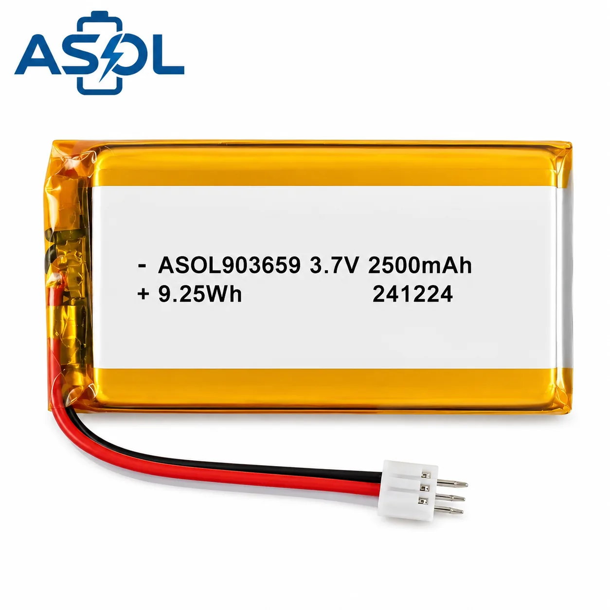 ASOL 903659 3.7V 2500mAh Lithium Polymer Battery Cell - Image 2