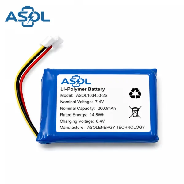 ASOL 103450-2S 7.4V 2000mAh Lithium Polymer Battery Pack