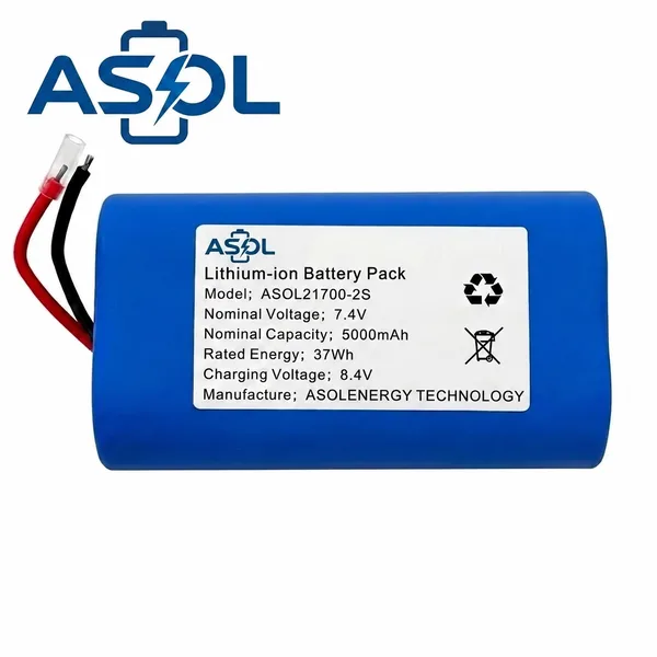 ASOL 21700 2S 7.4V 5000mAh Cylindrical Li-ion Battery Pack