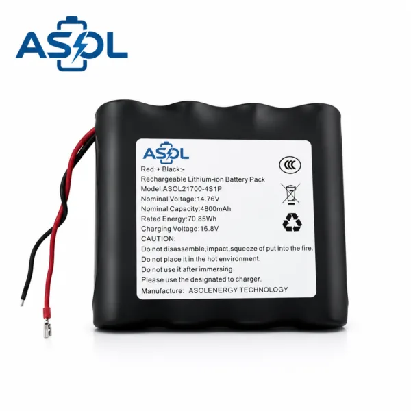 ASOL 21700 4S1P 14.76V 4800mAh Cylindrical Li-ion Battery Pack