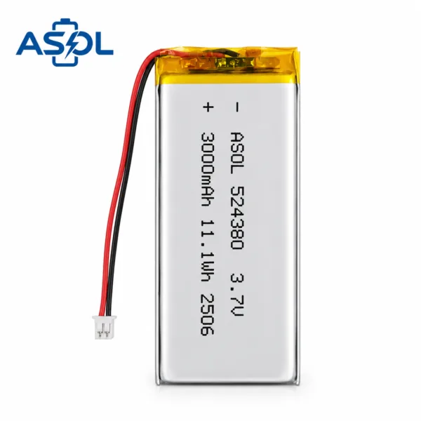 ASOL 524380 3.7V 3000mAh Lithium Polymer Battery Cell