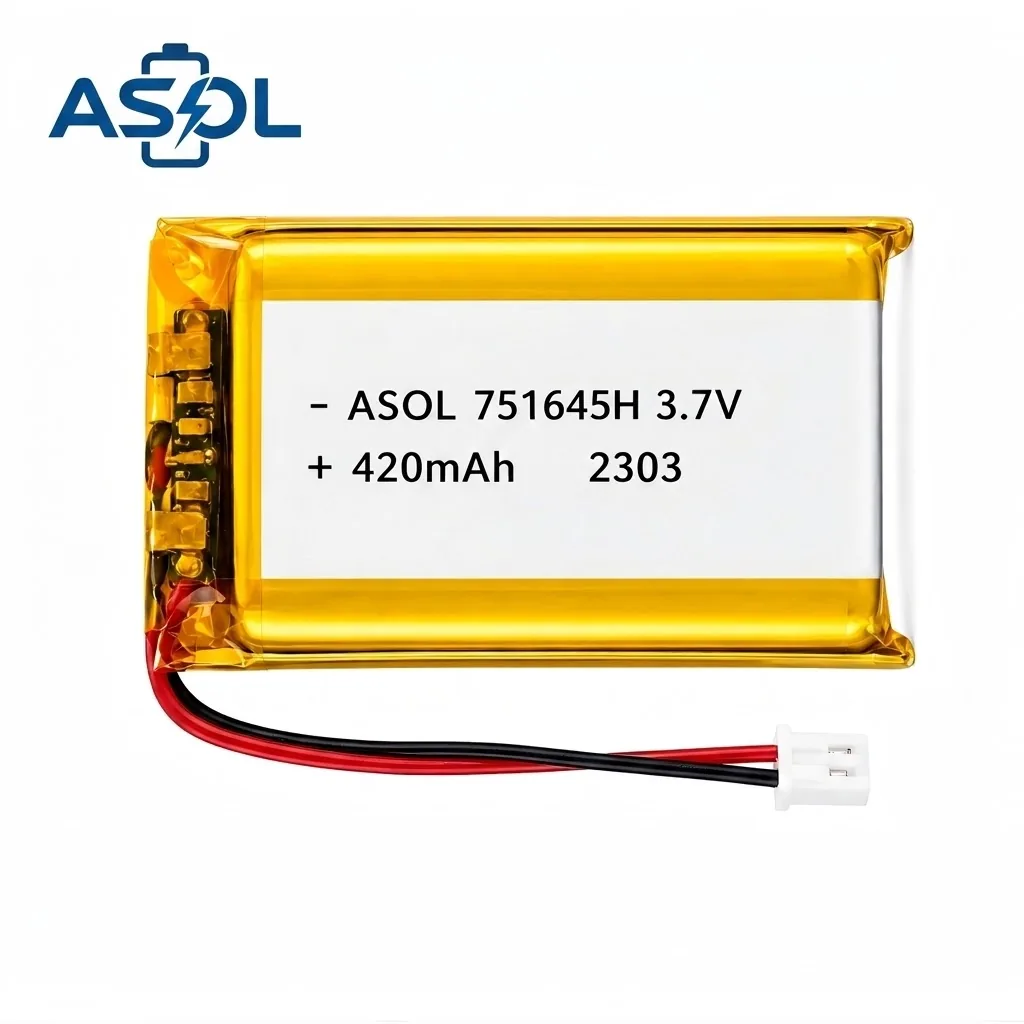 ASOL 751645 3.7V 420mAh Lithium Polymer Battery Cell - Image 2