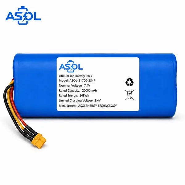 ASOL 21700 2S4P 7.4V 20000mAh Cylindrical Li-ion Battery Pack
