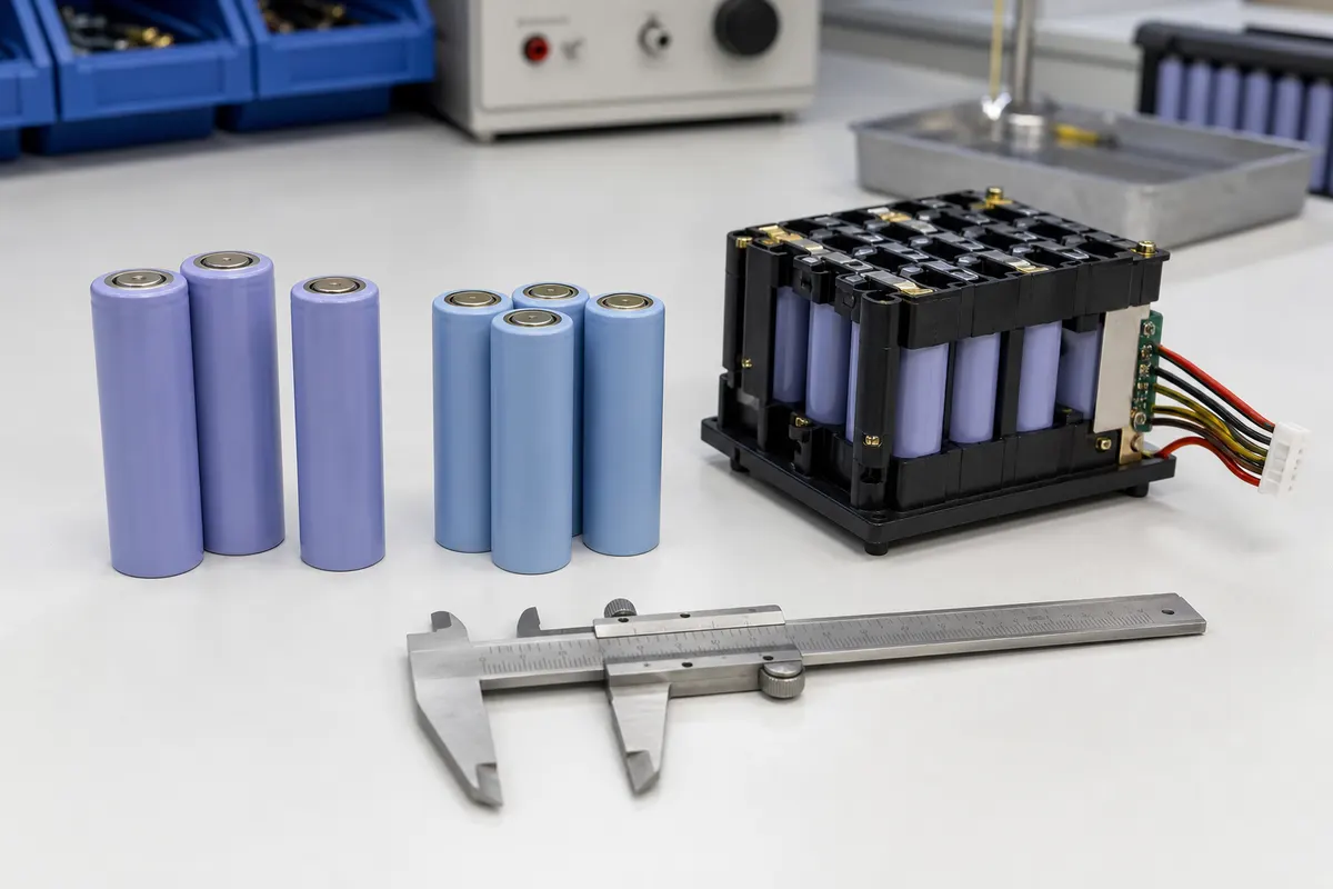 Generic cylindrical lithium-ion cells in two sizes during battery pack design evaluation